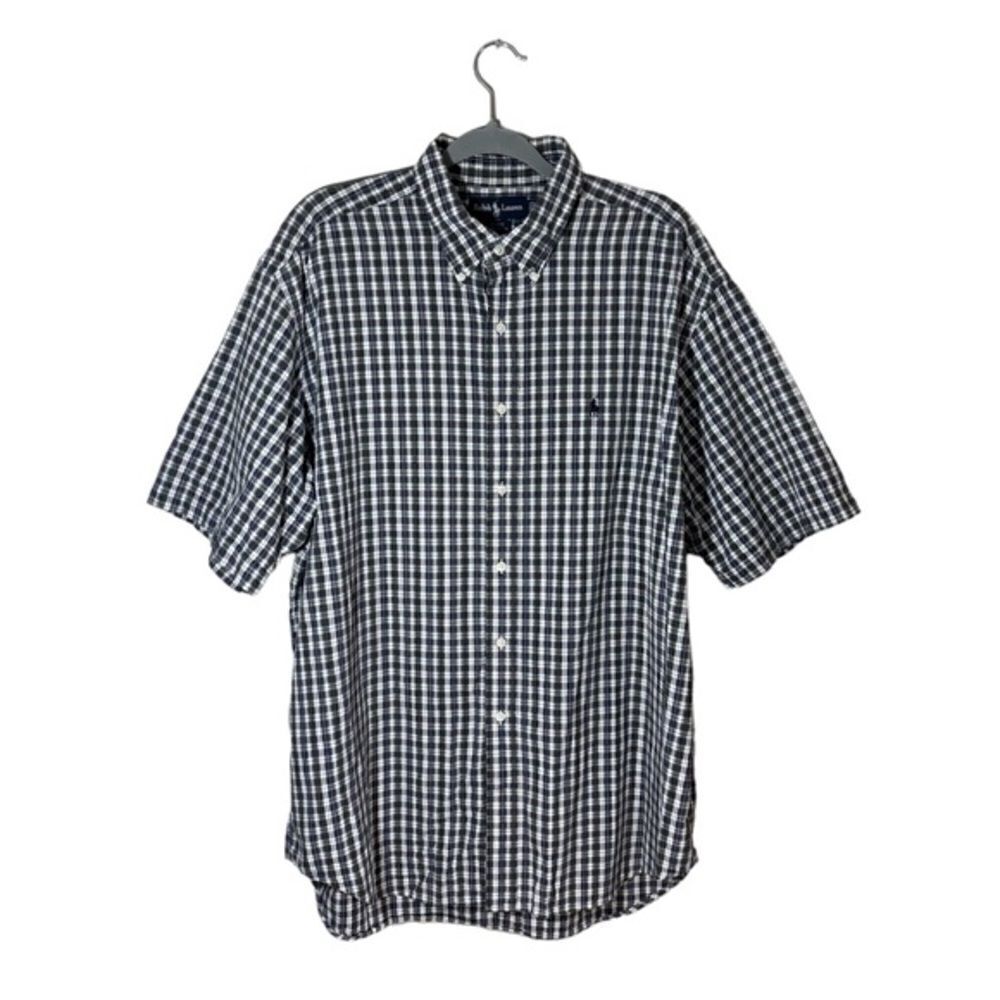 Ralph Lauren Blake 100% Cotton Dress Blue Gray Shirt Plaid Size XL
